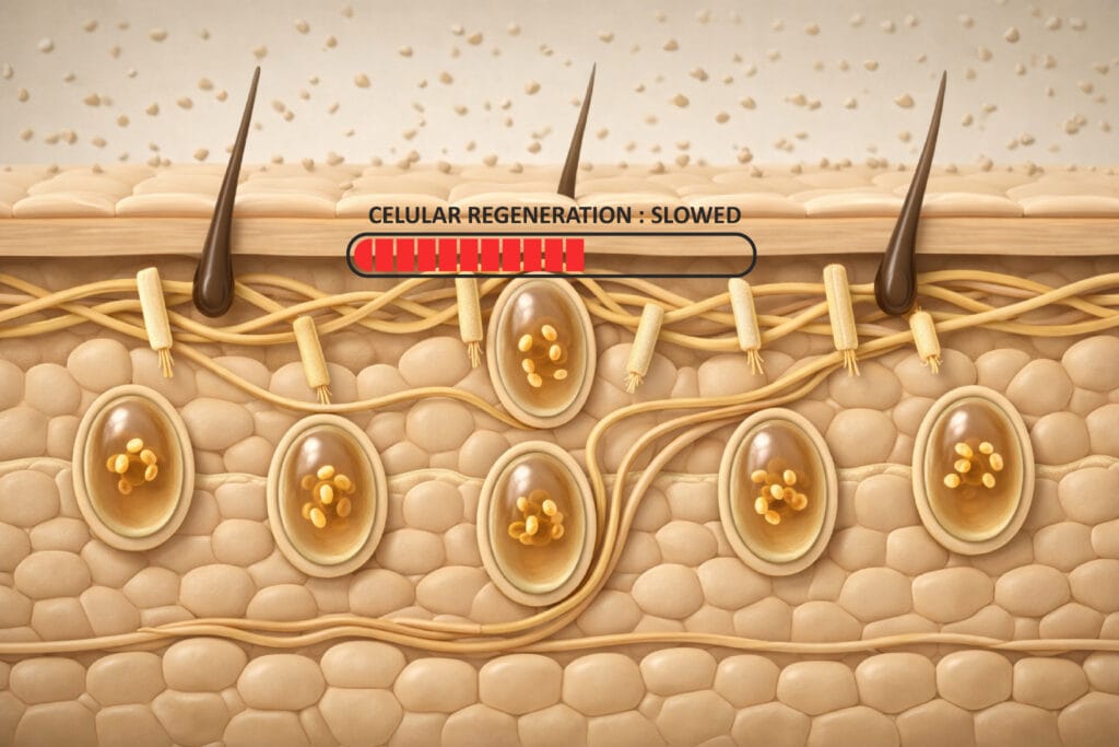 celular regeneration slowed
