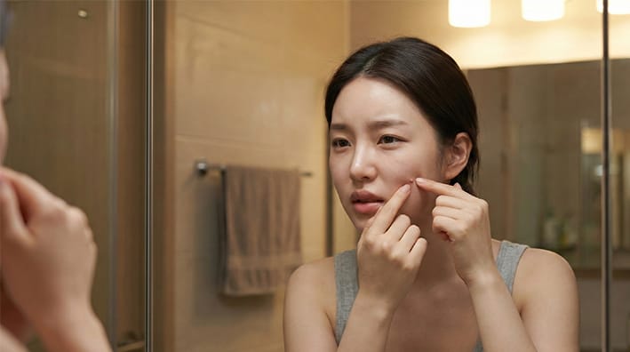 berjerawat bercermin